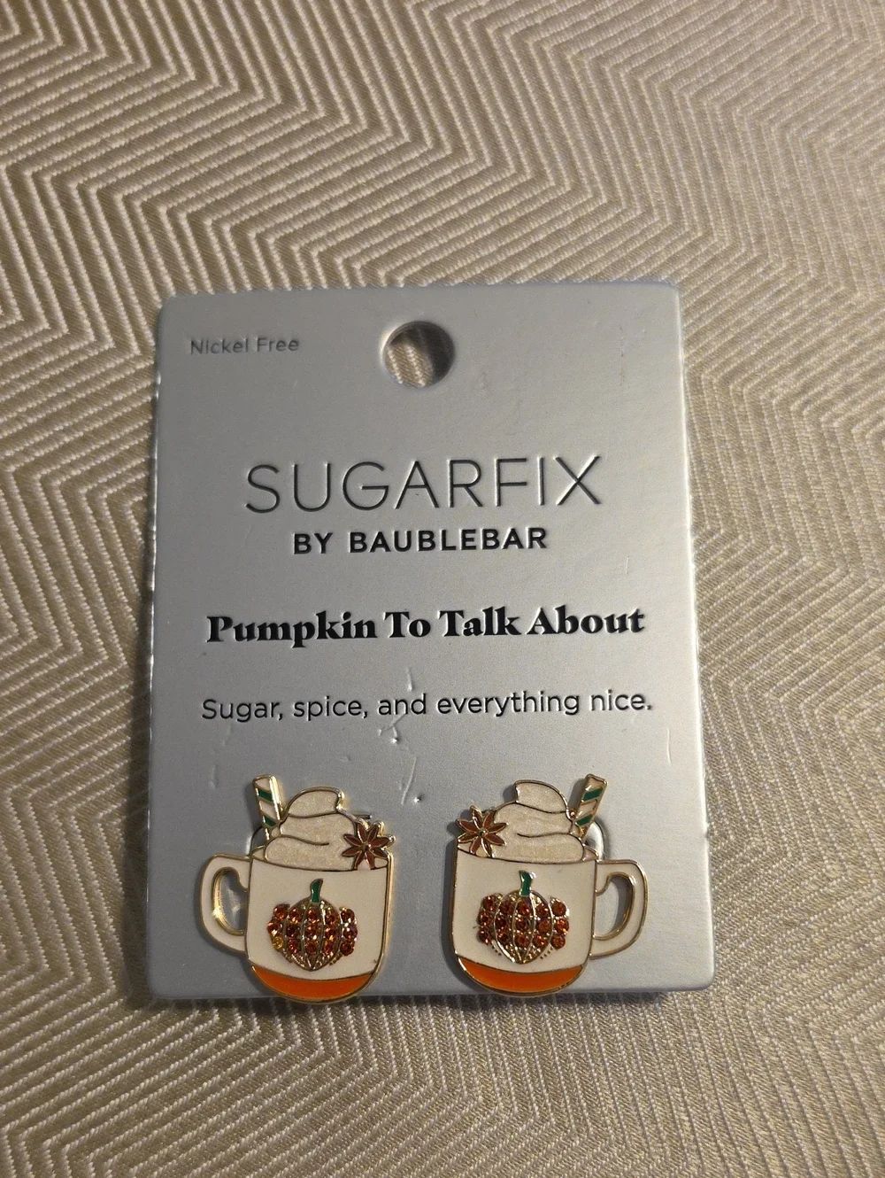 BaubleBar Pumpkin To Talk About Mug Stud Earrings - Cream & Orange